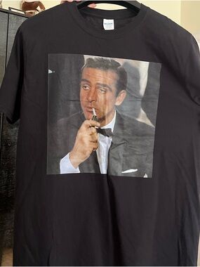 Gildan Sean Connery as James Bond Black Cotton T-Shirt